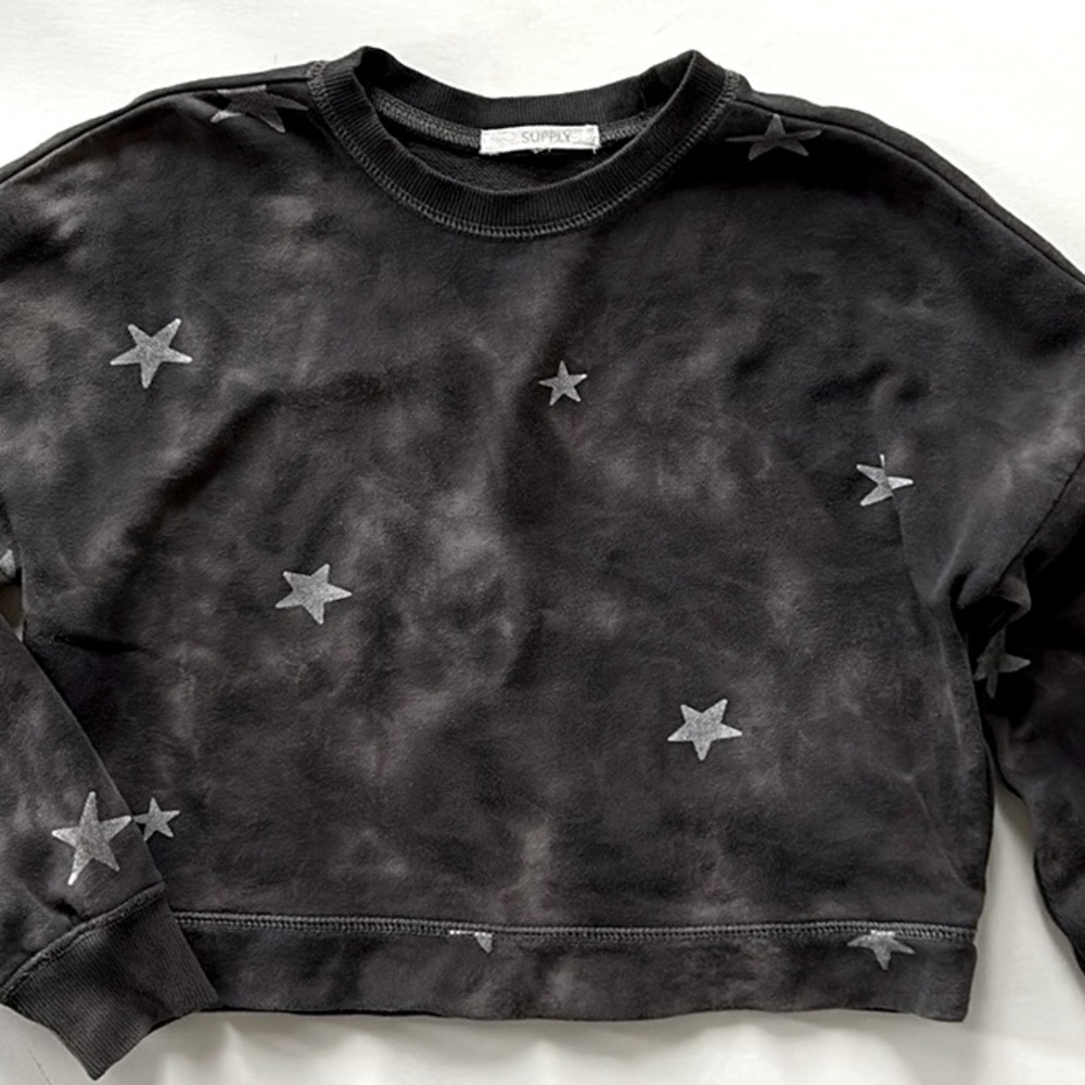 Girls Z Supply Tie Dye Star Cropped Sweatshirt - Picture 2 of 6
